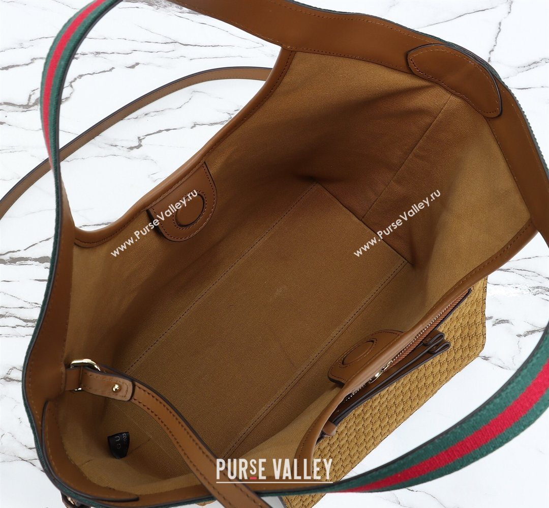 Gucci Giglio Small Tote Bag in GG Suede 860845 Brown 2026 (DLH-260128068)