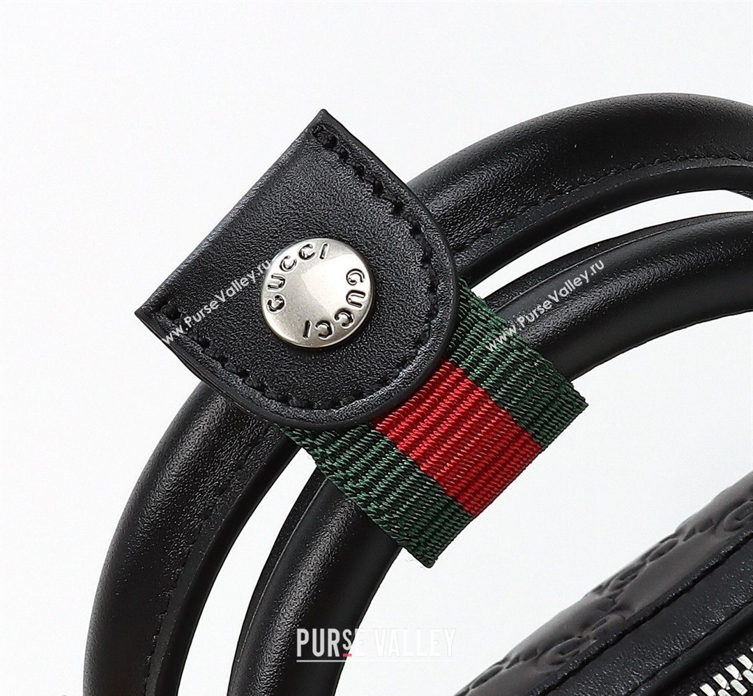 Gucci Mens GG Leather Emblem small duffle bag Black 2026 855789 (DLH-260128069)