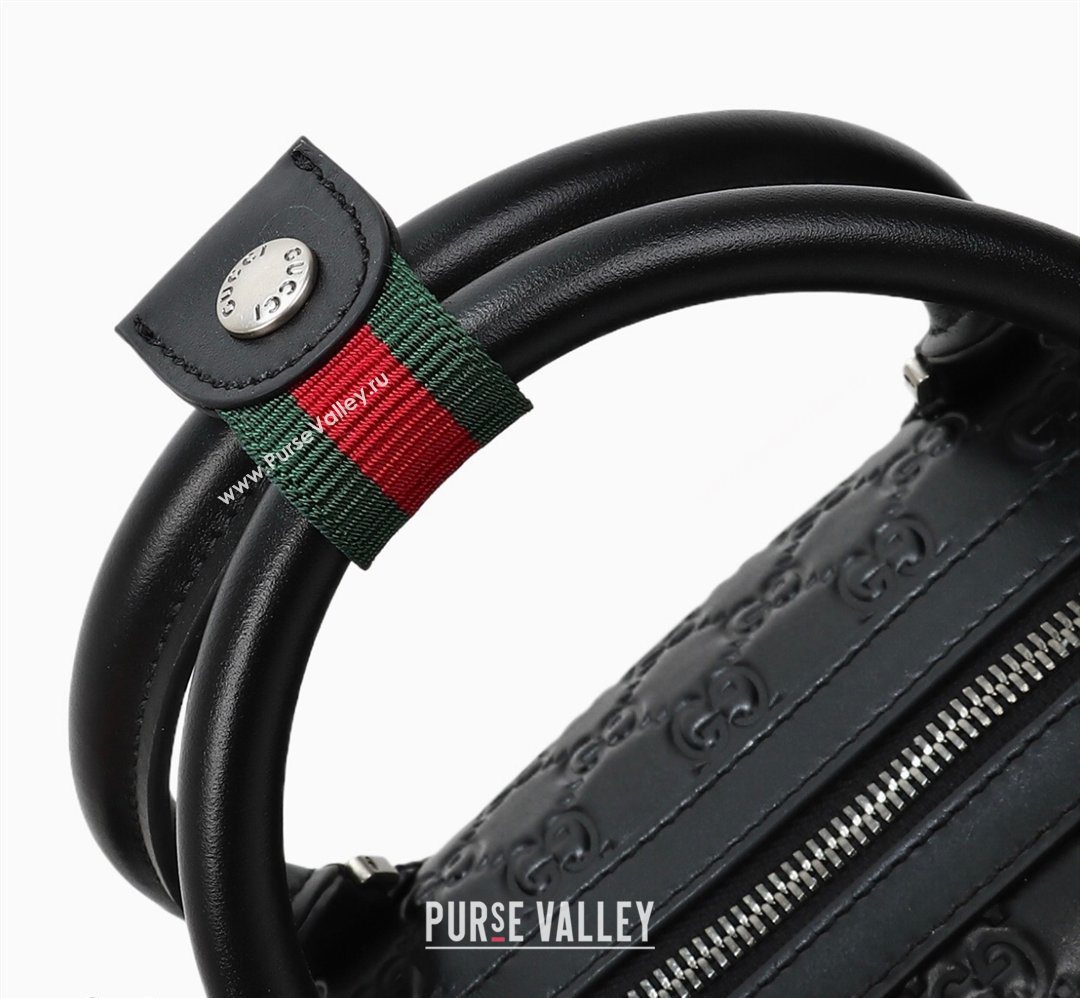 Gucci Mens GG Leather Emblem medium duffle bag Black 2026 850220 (DLH-260128070)