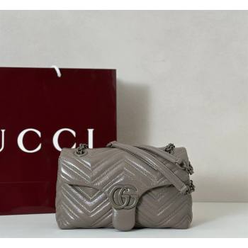 Gucci GG Marmont Leather small shoulder bag Grey 2026 855371 (DLH-260128072)