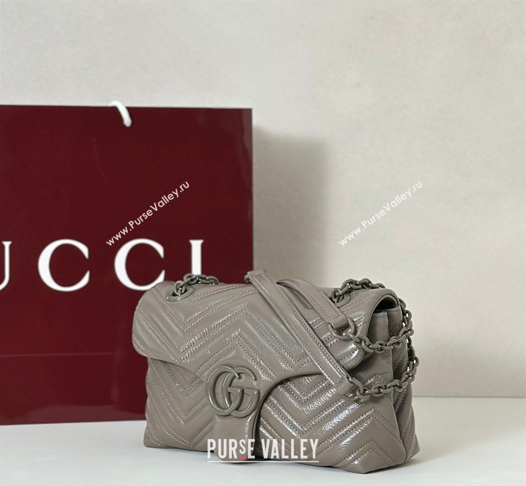 Gucci GG Marmont Leather small shoulder bag Grey 2026 855371 (DLH-260128072)