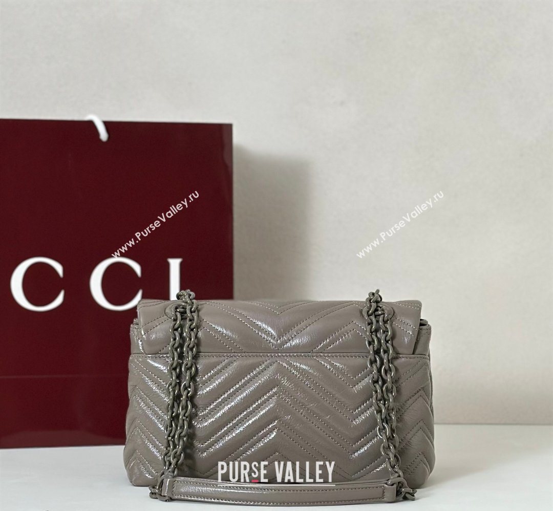 Gucci GG Marmont Leather small shoulder bag Grey 2026 855371 (DLH-260128072)