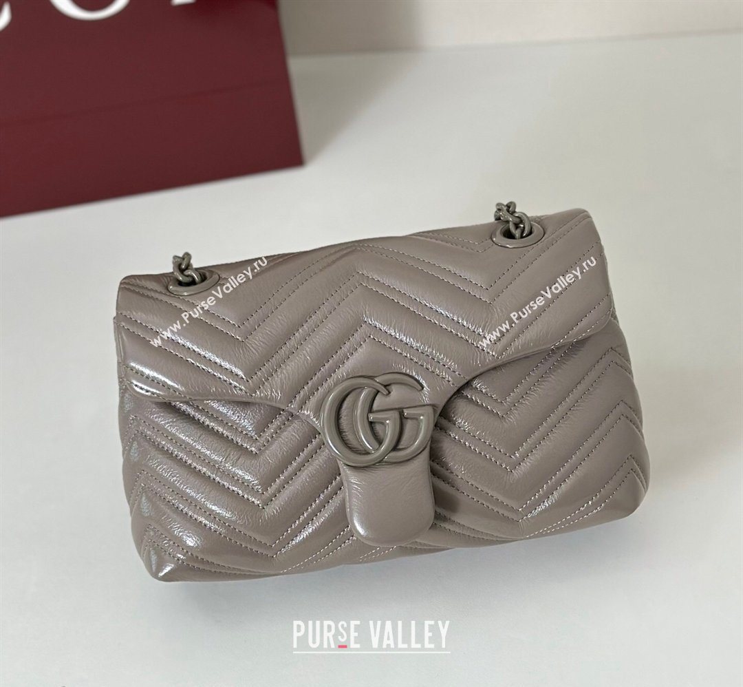 Gucci GG Marmont Leather small shoulder bag Grey 2026 855371 (DLH-260128072)