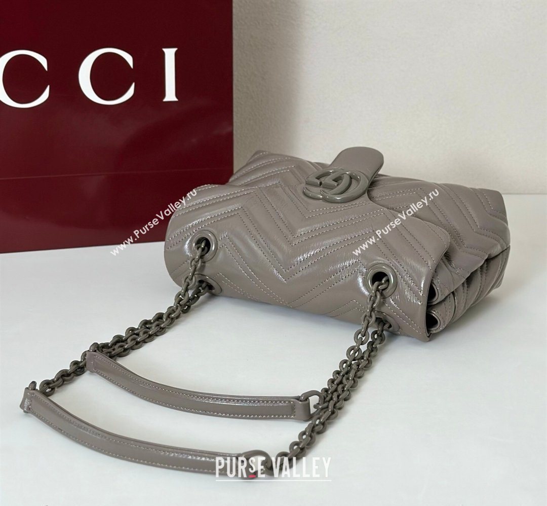 Gucci GG Marmont Leather small shoulder bag Grey 2026 855371 (DLH-260128072)