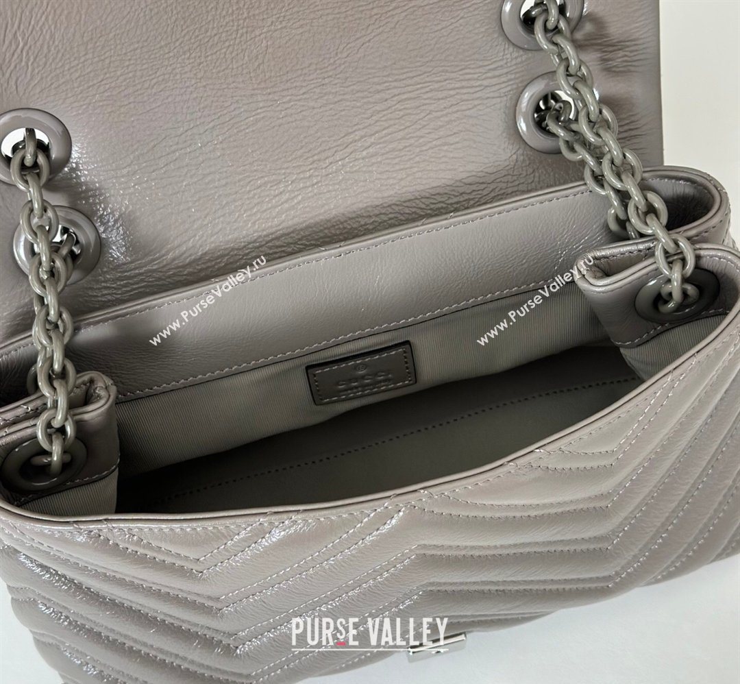 Gucci GG Marmont Leather small shoulder bag Grey 2026 855371 (DLH-260128072)