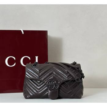 Gucci GG Marmont Leather small shoulder bag Dark Brown 2026 855371 (DLH-260128073)