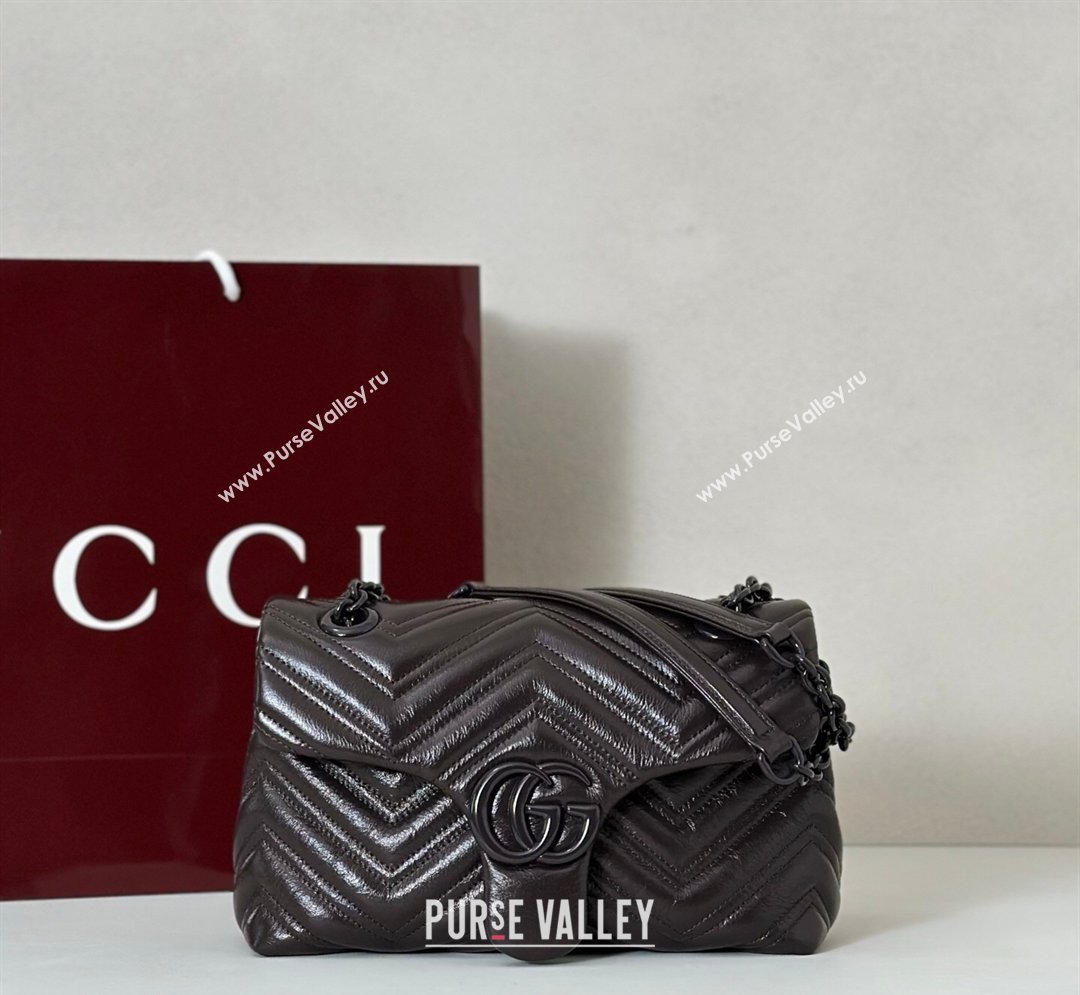 Gucci GG Marmont Leather small shoulder bag Dark Brown 2026 855371 (DLH-260128073)