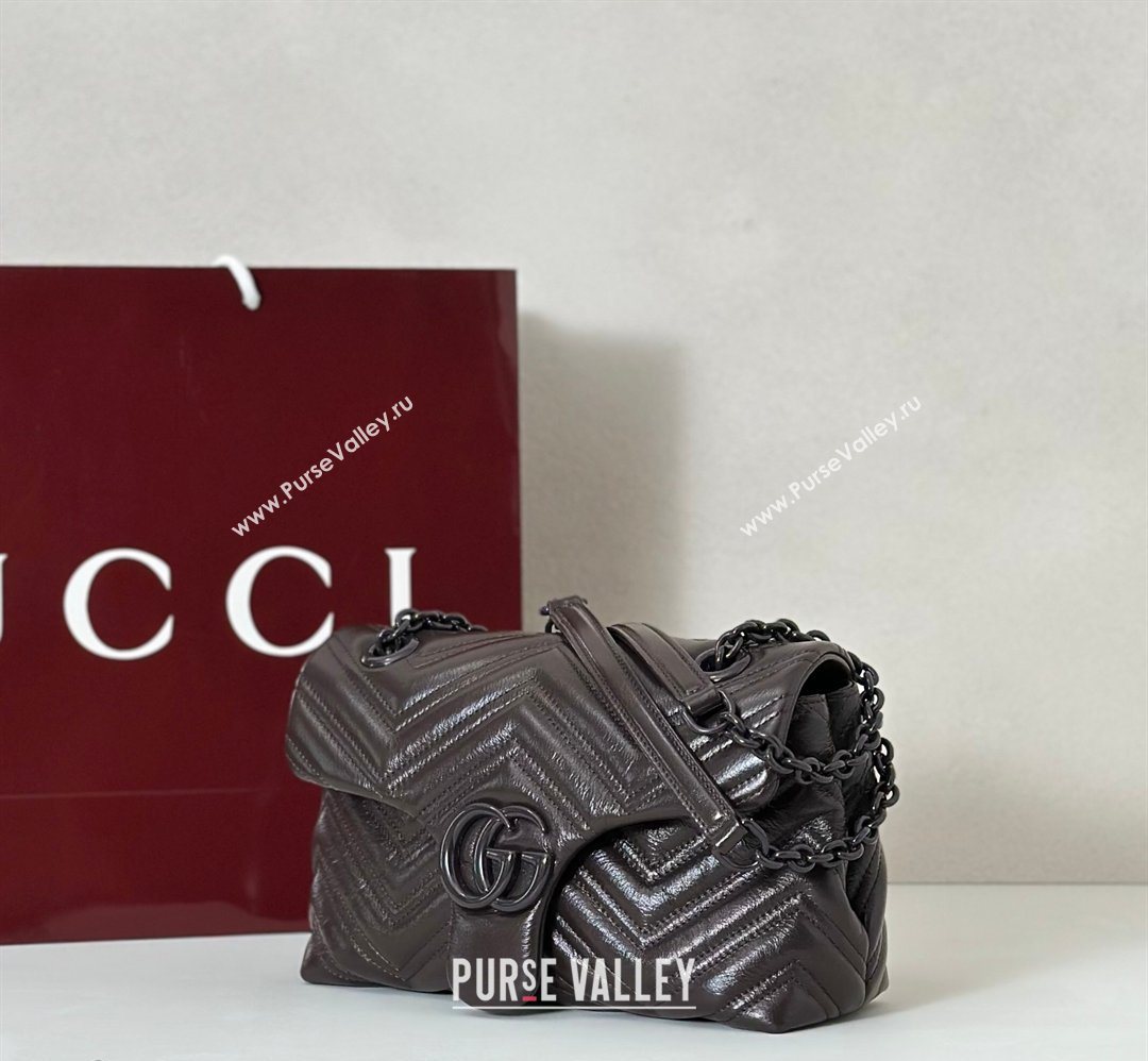 Gucci GG Marmont Leather small shoulder bag Dark Brown 2026 855371 (DLH-260128073)