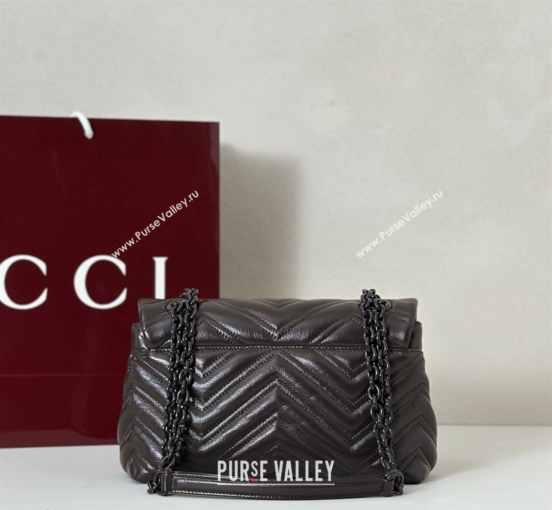 Gucci GG Marmont Leather small shoulder bag Dark Brown 2026 855371 (DLH-260128073)