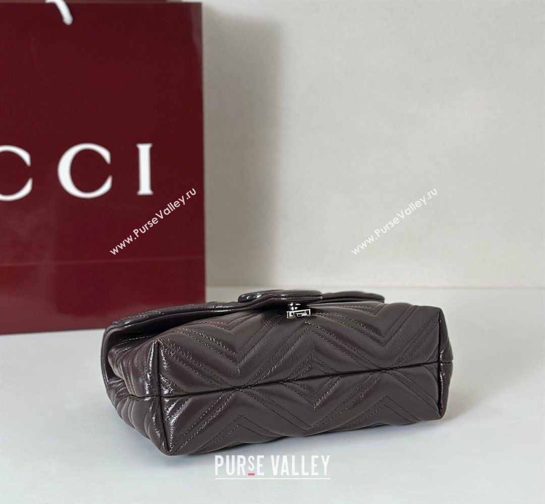 Gucci GG Marmont Leather small shoulder bag Dark Brown 2026 855371 (DLH-260128073)