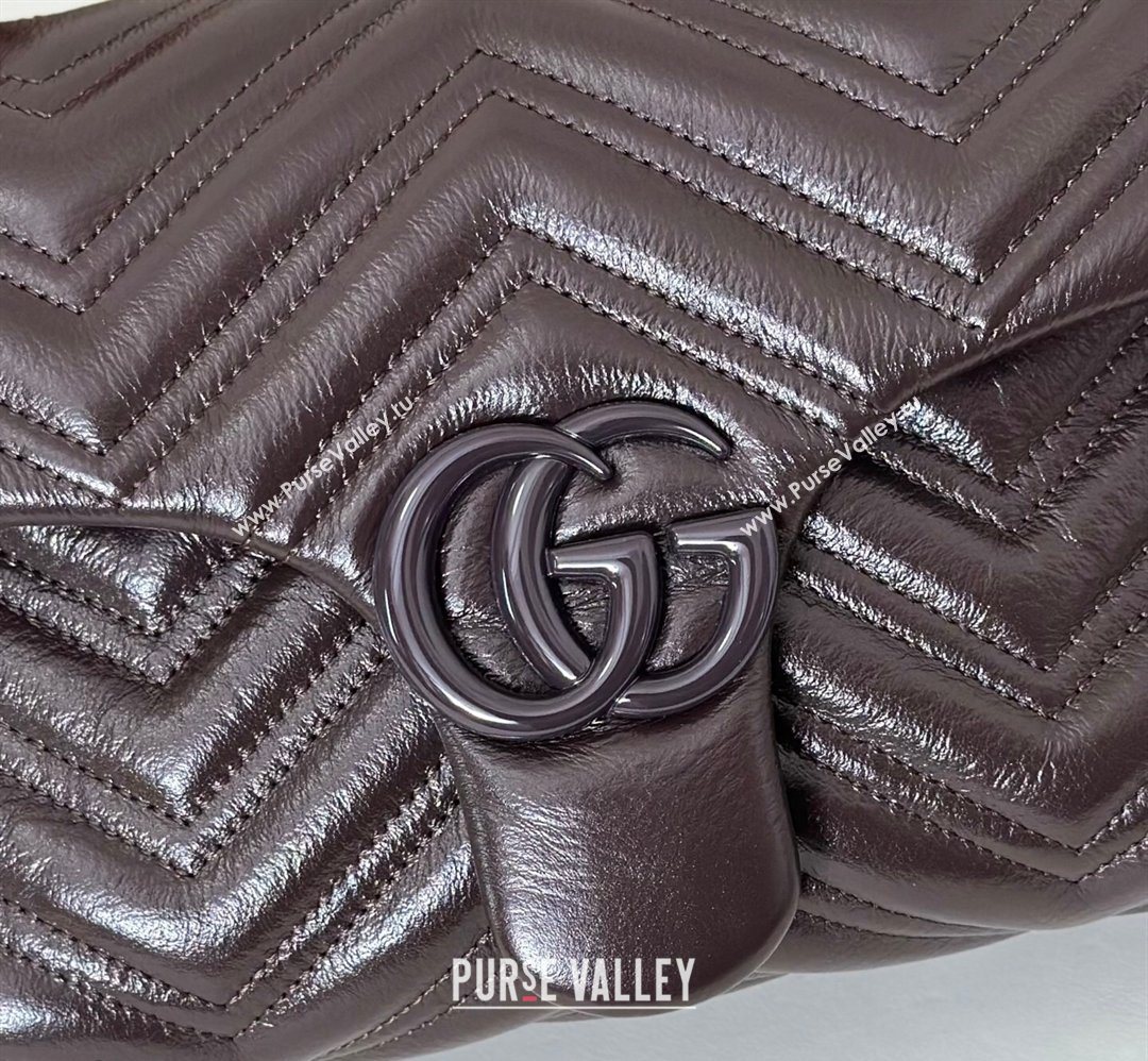 Gucci GG Marmont Leather small shoulder bag Dark Brown 2026 855371 (DLH-260128073)