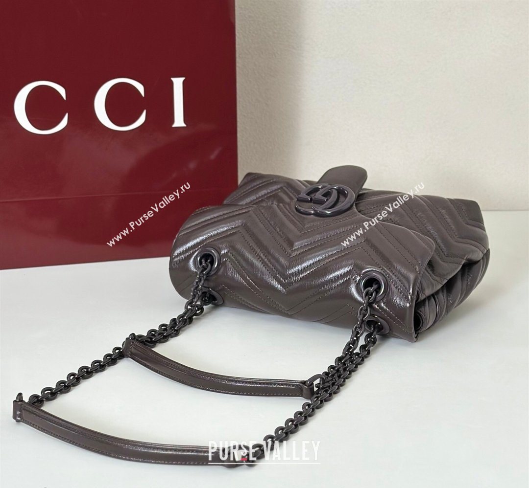 Gucci GG Marmont Leather small shoulder bag Dark Brown 2026 855371 (DLH-260128073)