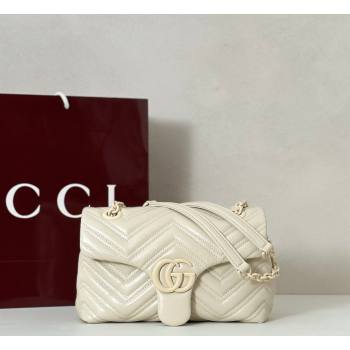 Gucci GG Marmont Leather small shoulder bag Ivory White 2026 855371 (DLH-260128074)