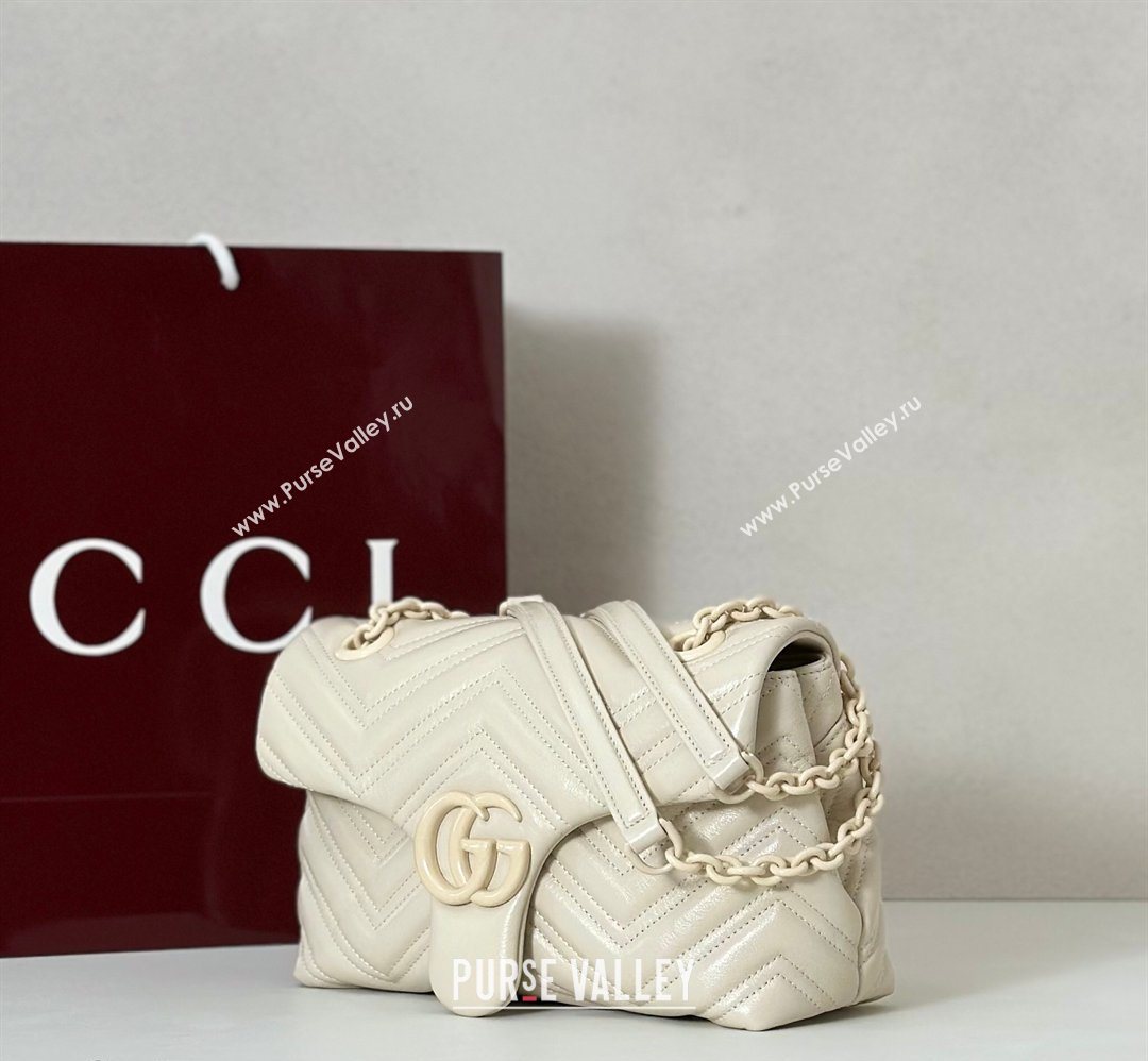 Gucci GG Marmont Leather small shoulder bag Ivory White 2026 855371 (DLH-260128074)