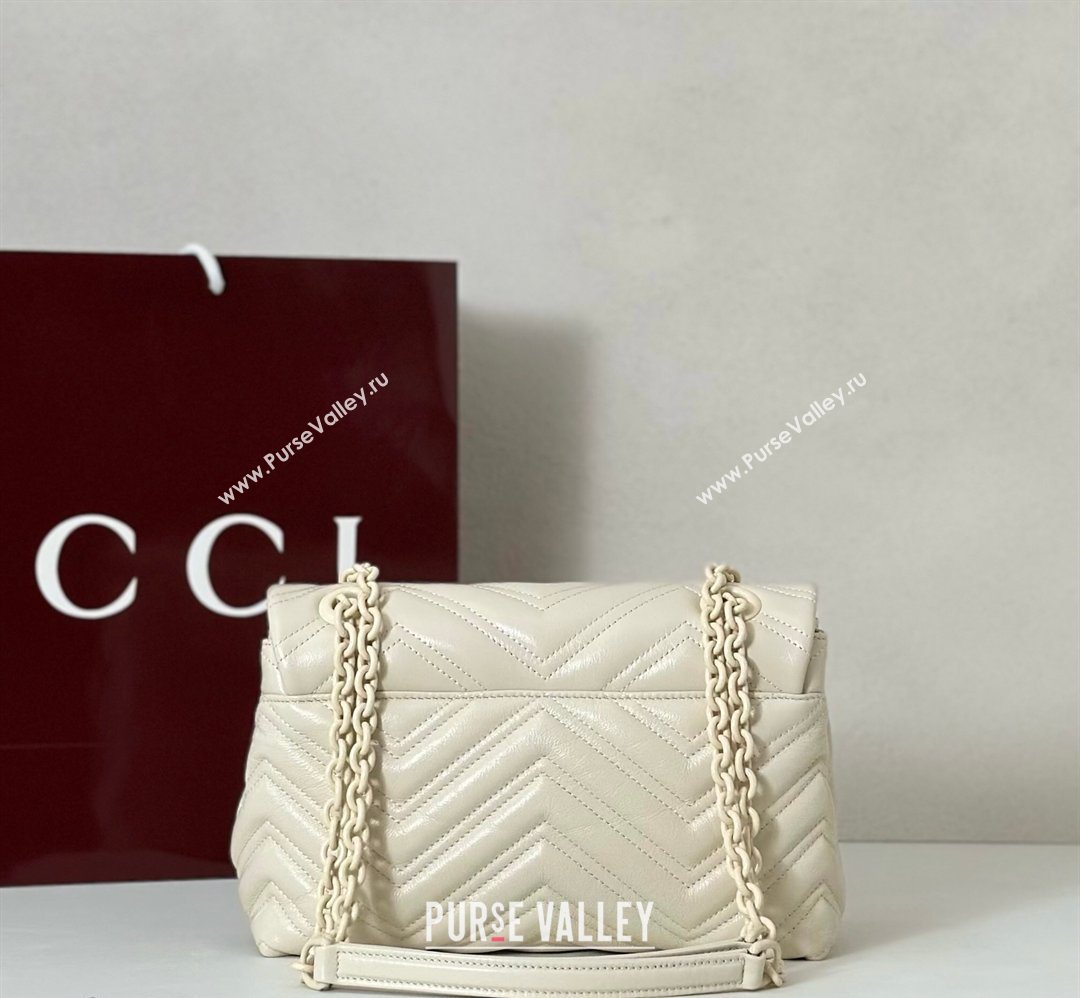 Gucci GG Marmont Leather small shoulder bag Ivory White 2026 855371 (DLH-260128074)