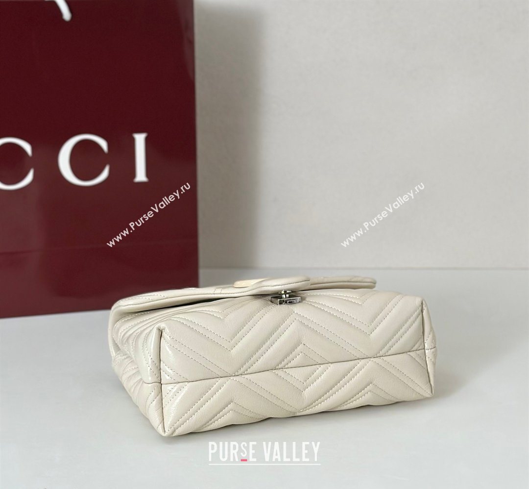 Gucci GG Marmont Leather small shoulder bag Ivory White 2026 855371 (DLH-260128074)