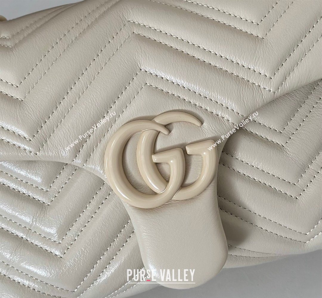 Gucci GG Marmont Leather small shoulder bag Ivory White 2026 855371 (DLH-260128074)