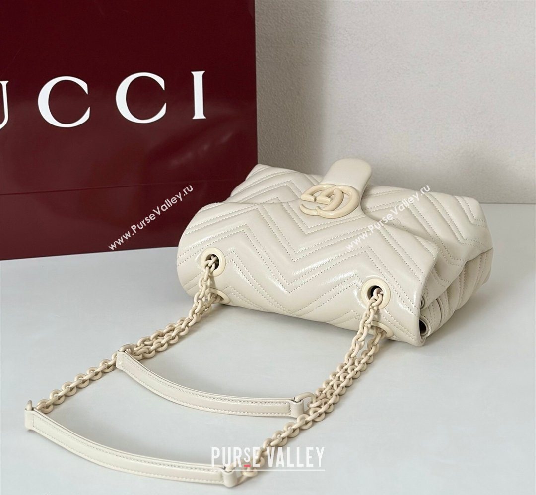 Gucci GG Marmont Leather small shoulder bag Ivory White 2026 855371 (DLH-260128074)