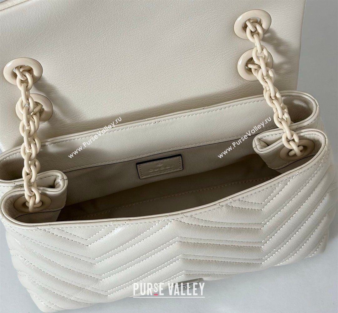 Gucci GG Marmont Leather small shoulder bag Ivory White 2026 855371 (DLH-260128074)