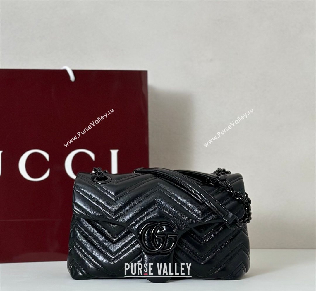 Gucci GG Marmont Leather small shoulder bag Black 2026 855371 (DLH-260128075)
