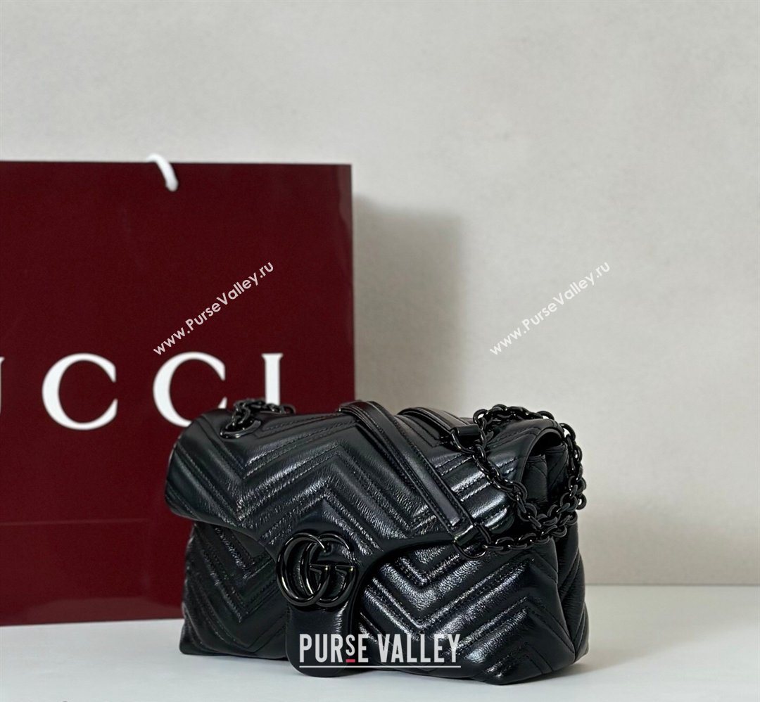 Gucci GG Marmont Leather small shoulder bag Black 2026 855371 (DLH-260128075)