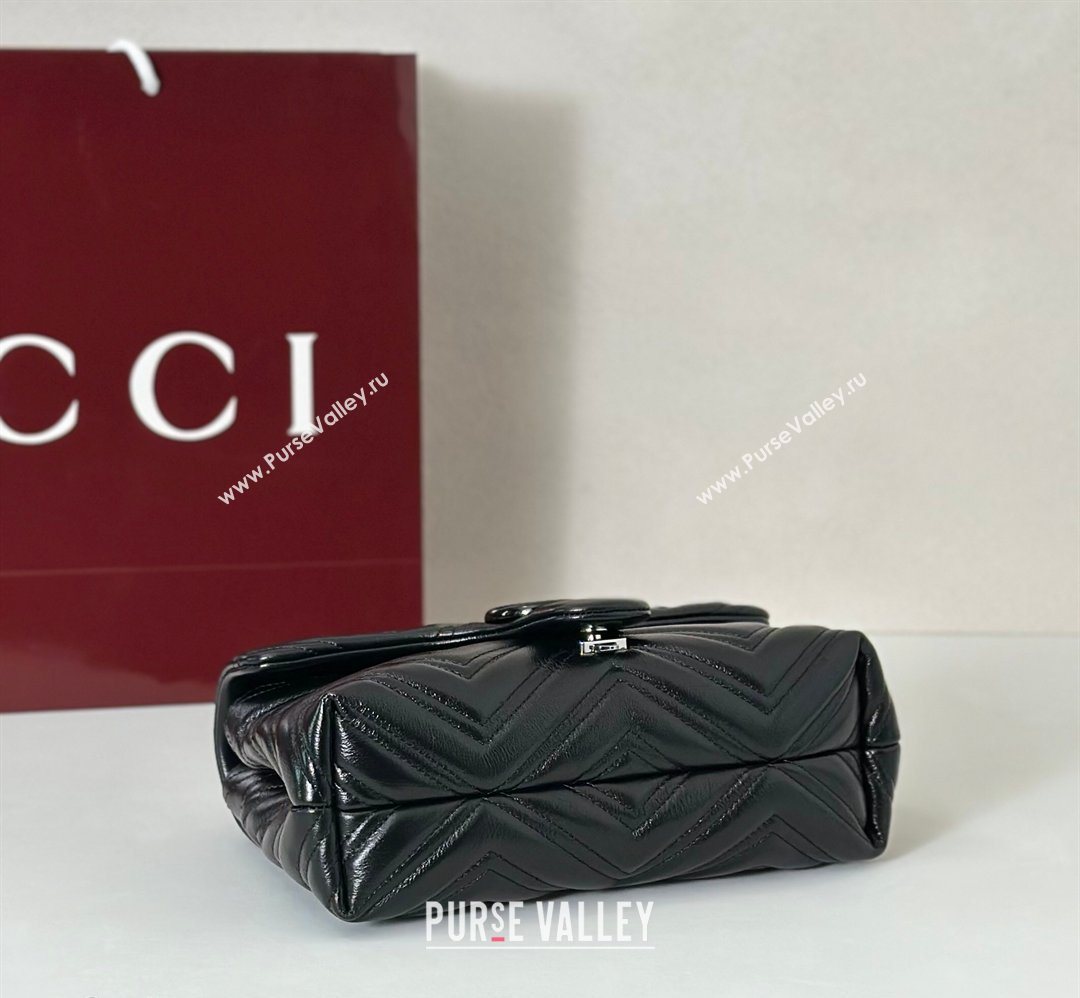 Gucci GG Marmont Leather small shoulder bag Black 2026 855371 (DLH-260128075)
