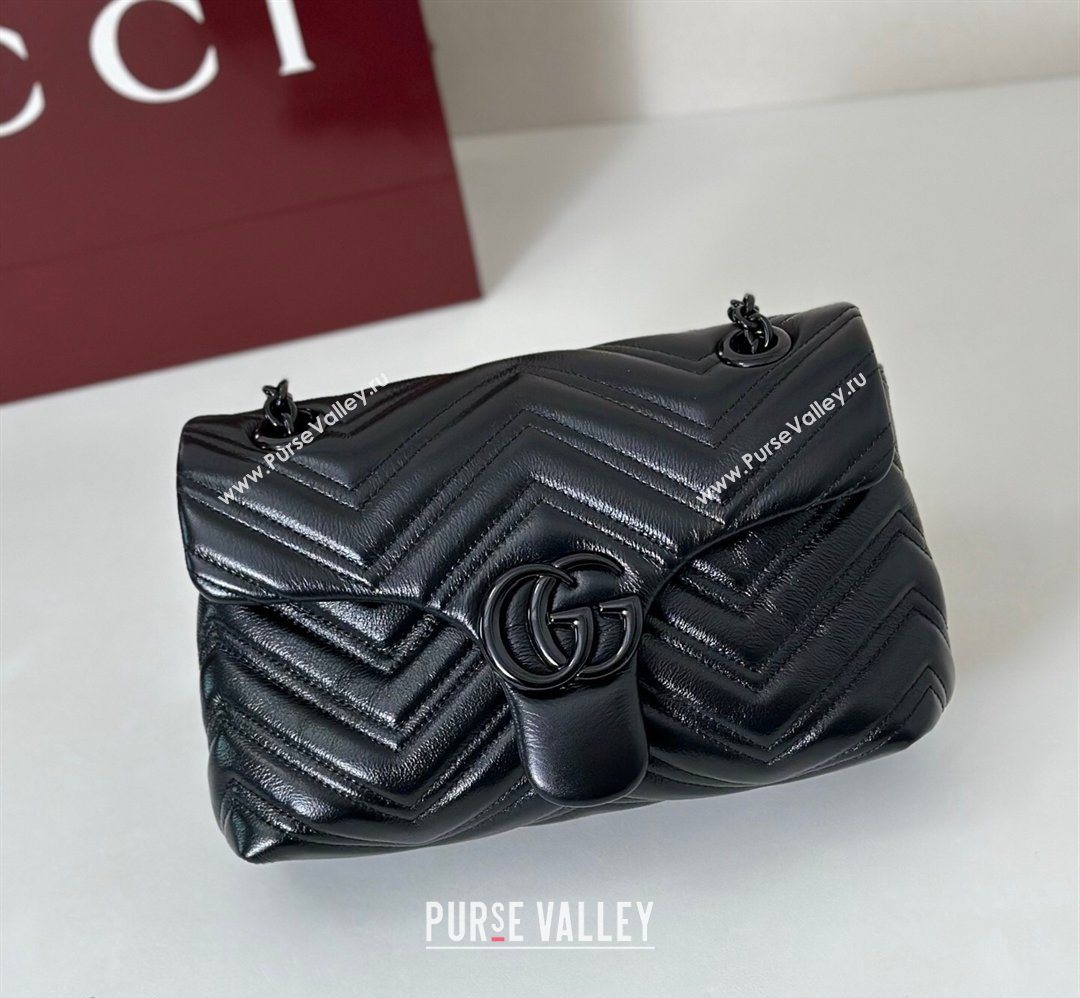 Gucci GG Marmont Leather small shoulder bag Black 2026 855371 (DLH-260128075)