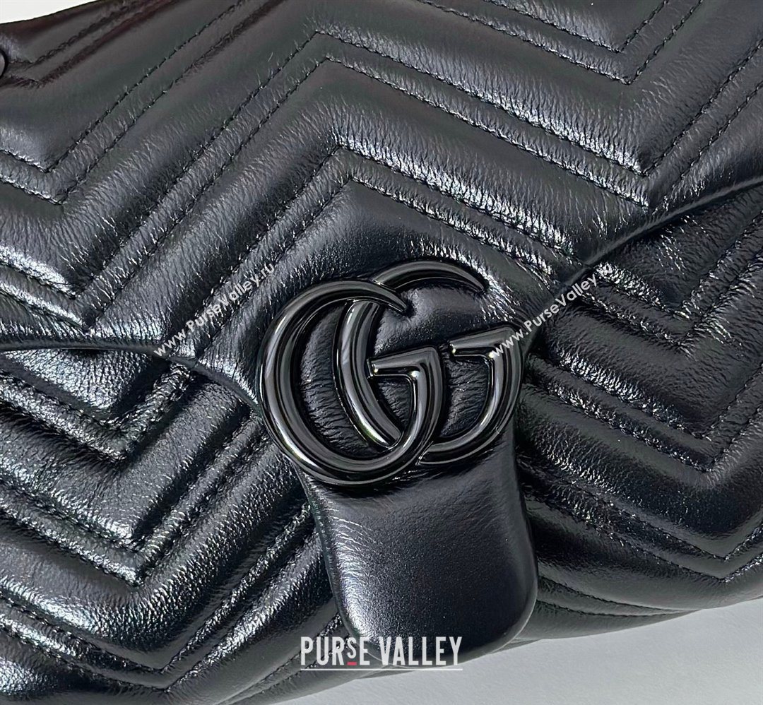 Gucci GG Marmont Leather small shoulder bag Black 2026 855371 (DLH-260128075)