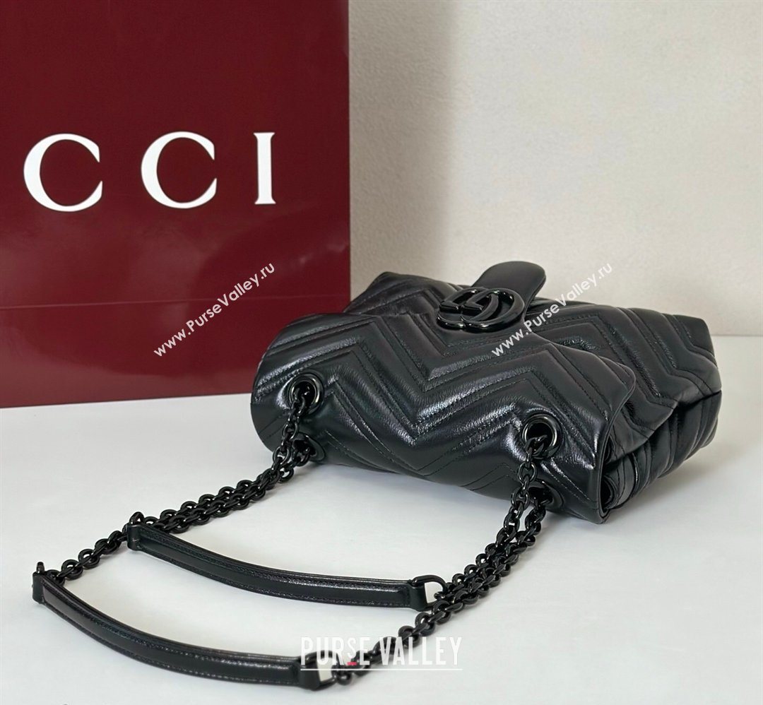 Gucci GG Marmont Leather small shoulder bag Black 2026 855371 (DLH-260128075)
