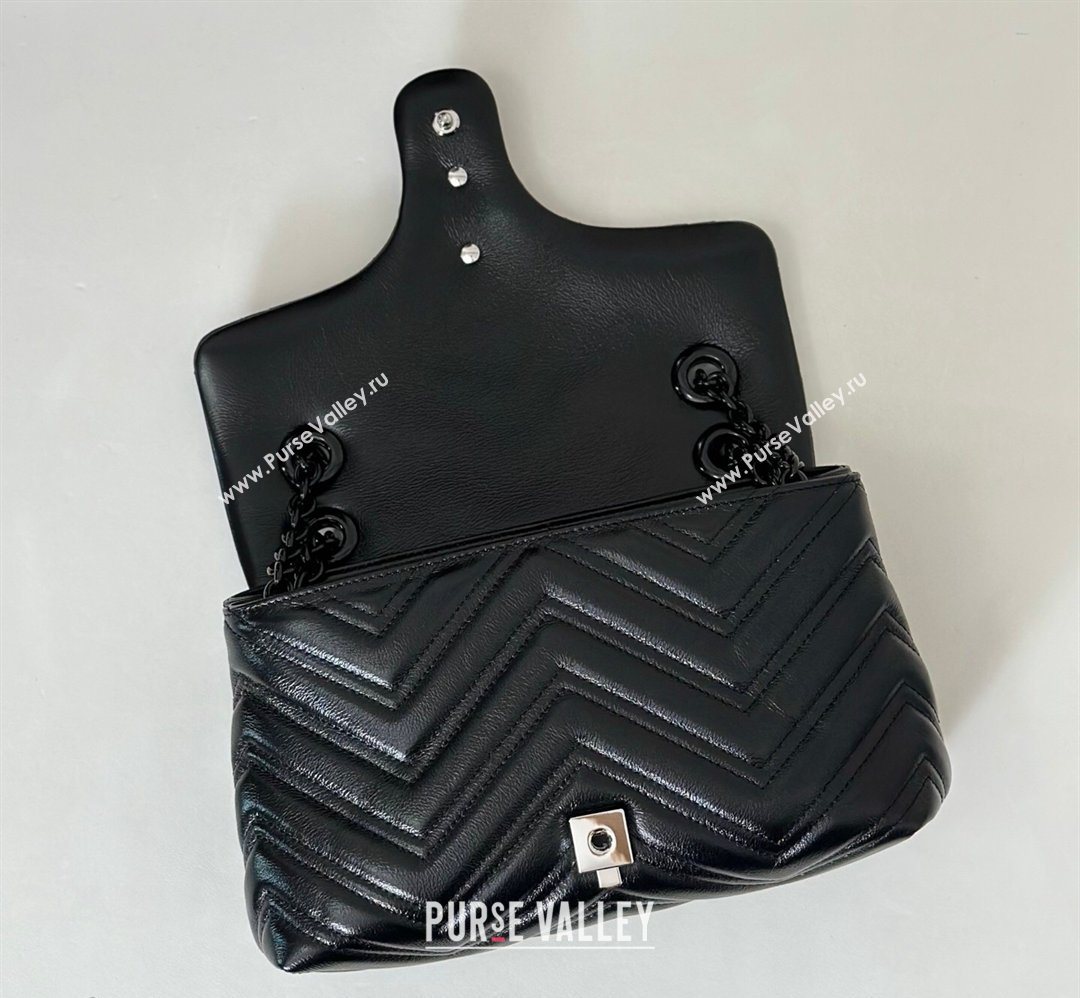 Gucci GG Marmont Leather small shoulder bag Black 2026 855371 (DLH-260128075)