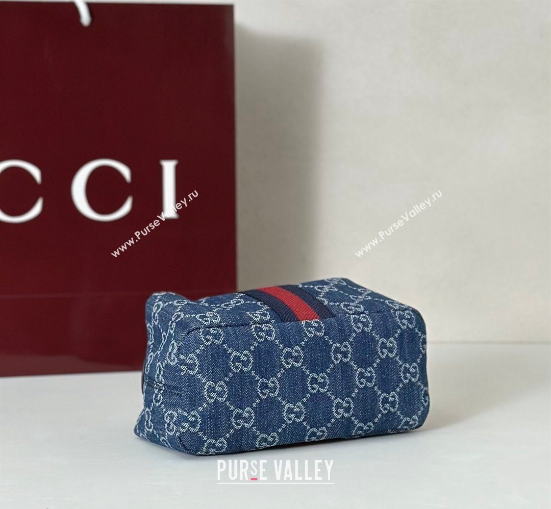 Gucci Vanity mini bag in GG Denim Blue 2026 861775 (DLH-260128080)