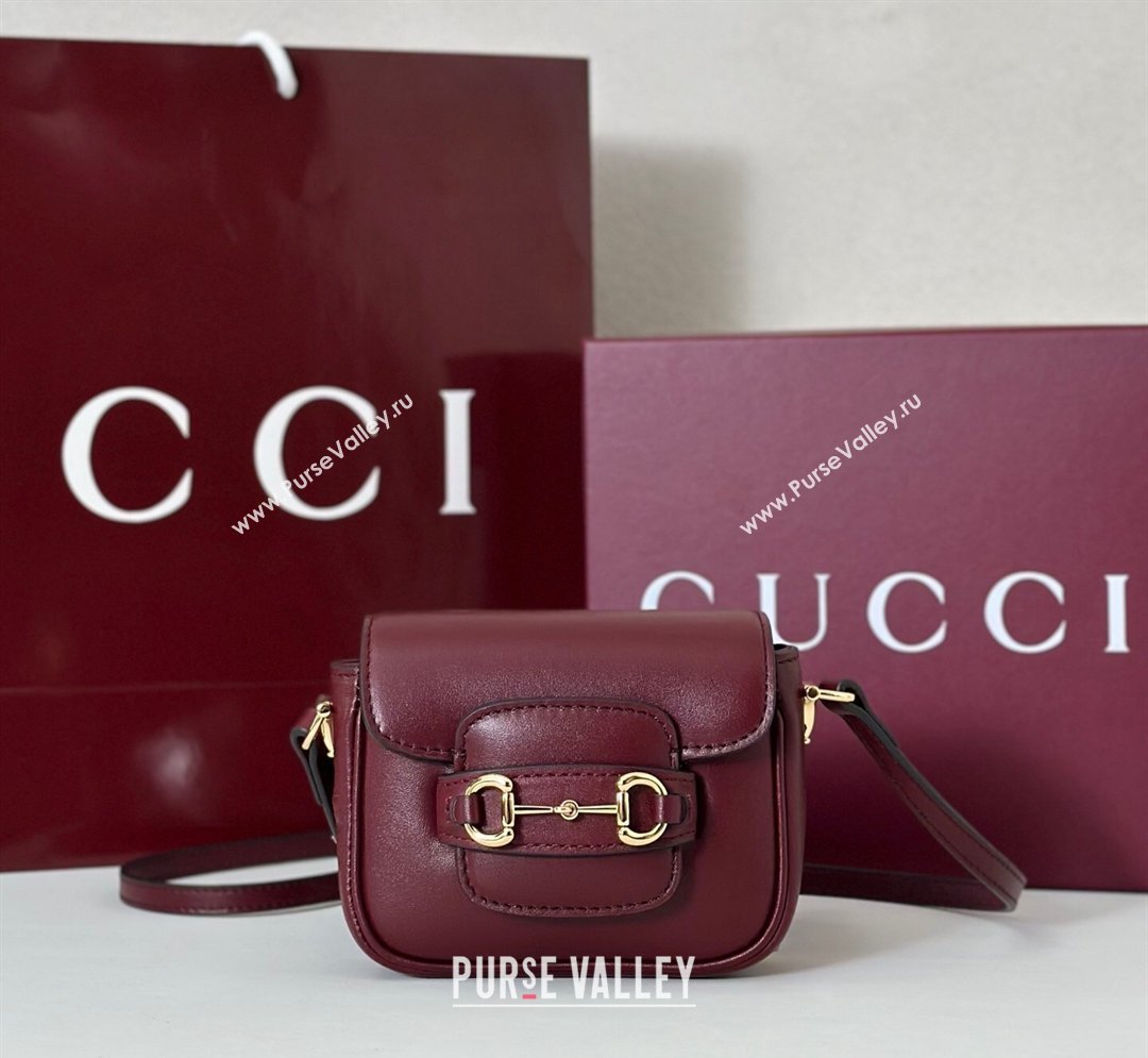 Gucci Horsebit 1955 Leather Micro Bag Ancora Red 2026 851620 (DLH-260128087)
