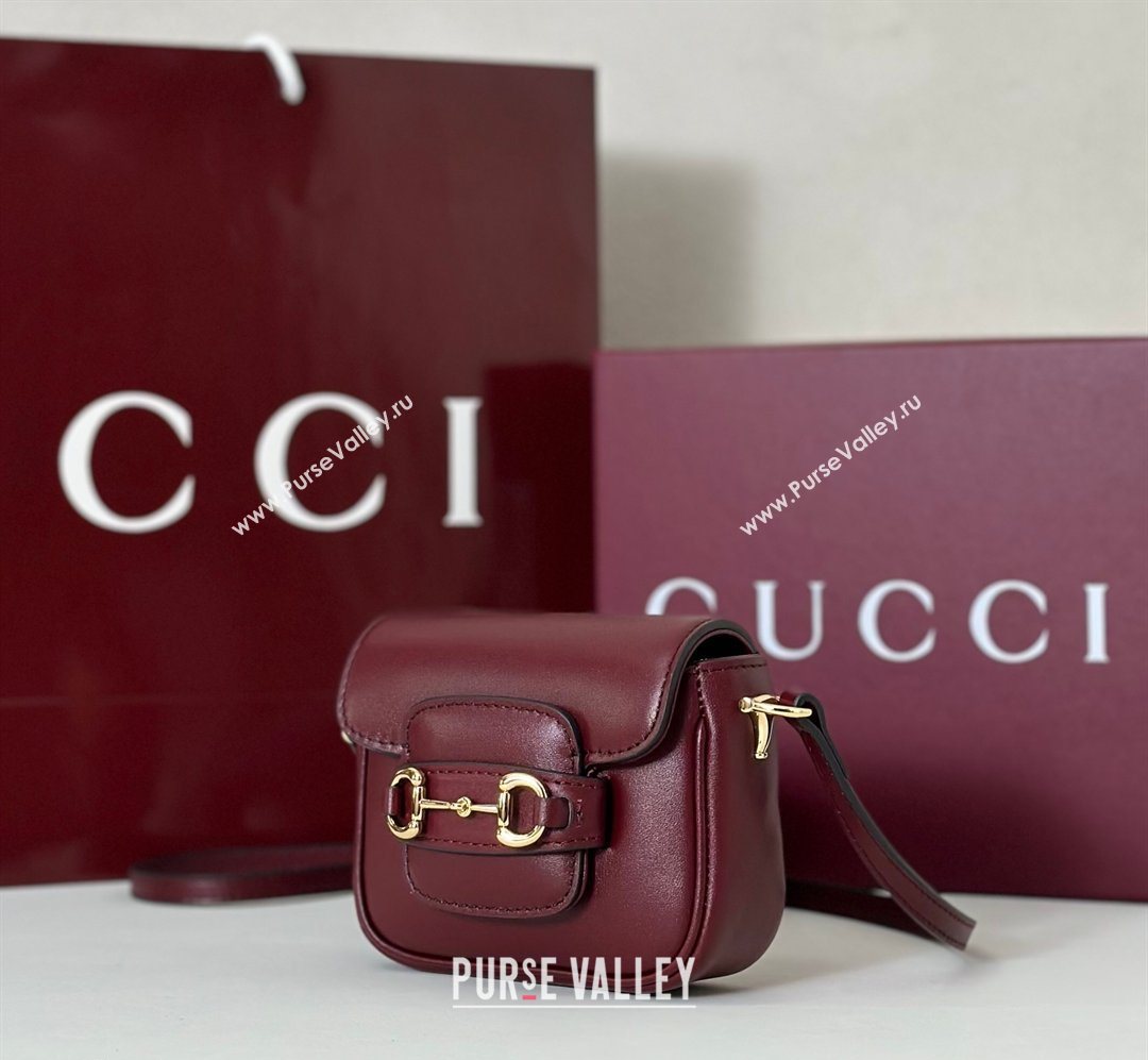 Gucci Horsebit 1955 Leather Micro Bag Ancora Red 2026 851620 (DLH-260128087)