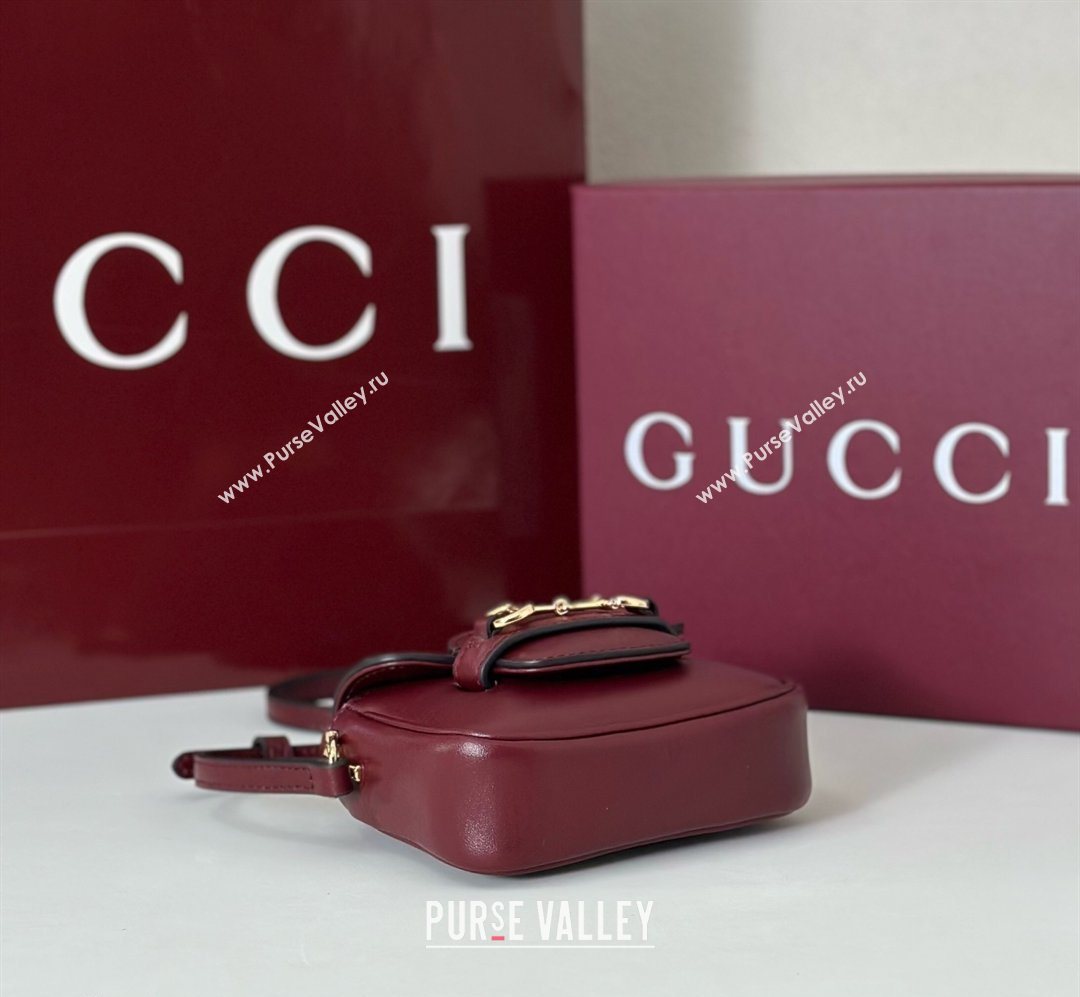 Gucci Horsebit 1955 Leather Micro Bag Ancora Red 2026 851620 (DLH-260128087)