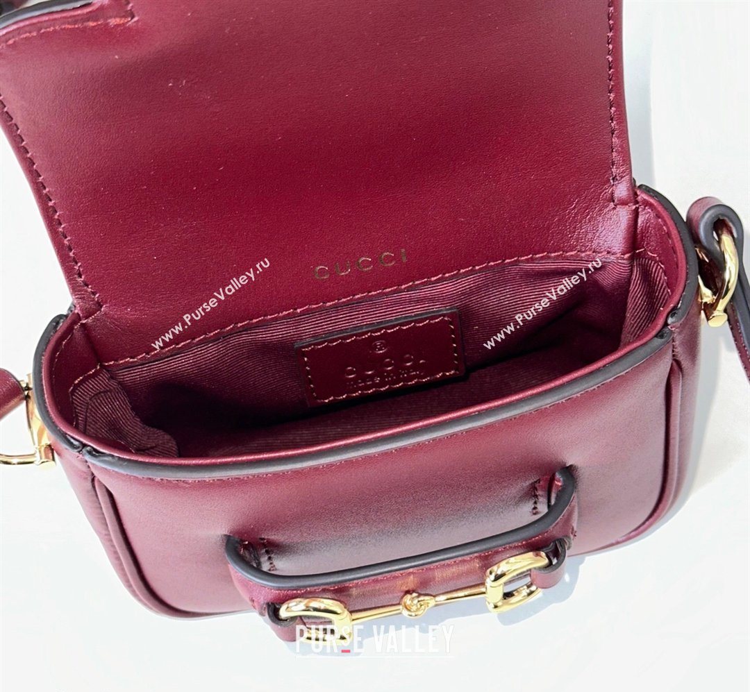 Gucci Horsebit 1955 Leather Micro Bag Ancora Red 2026 851620 (DLH-260128087)