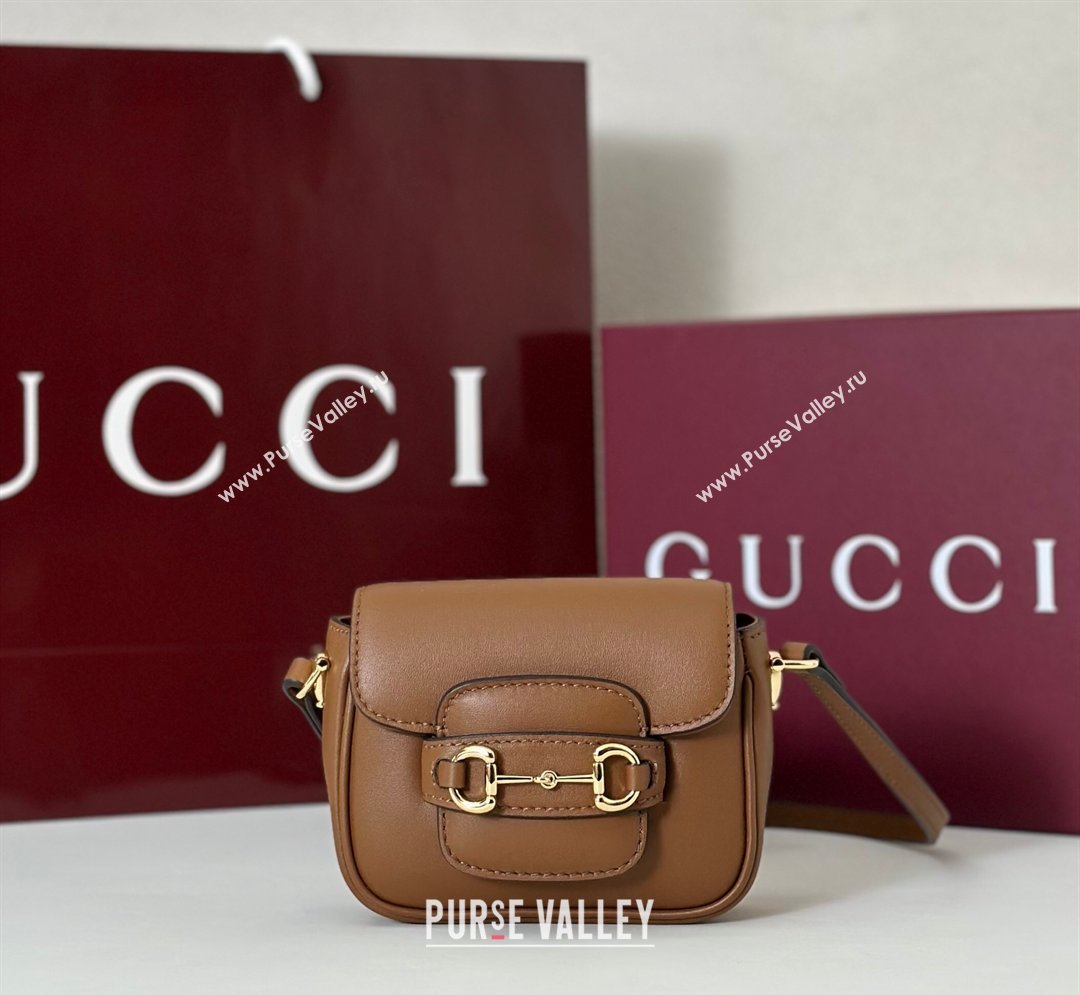 Gucci Horsebit 1955 Leather Micro Bag Brown 2026 851620 (DLH-260128088)