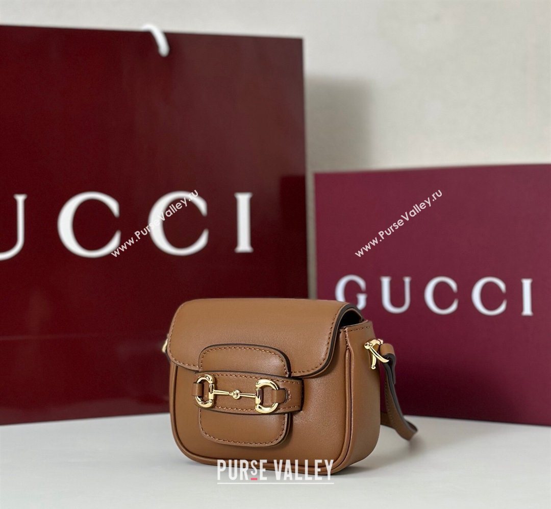 Gucci Horsebit 1955 Leather Micro Bag Brown 2026 851620 (DLH-260128088)