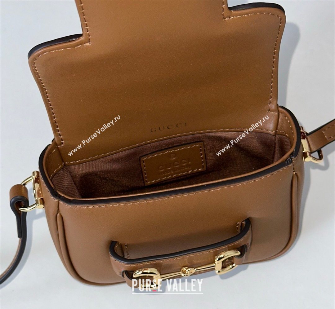 Gucci Horsebit 1955 Leather Micro Bag Brown 2026 851620 (DLH-260128088)