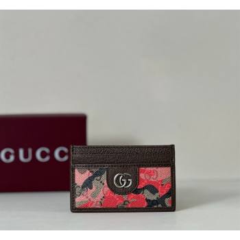 Gucci Card Case in Camouflage GG Fabric Pink/Red 2026 834795 (DLH-260128093)