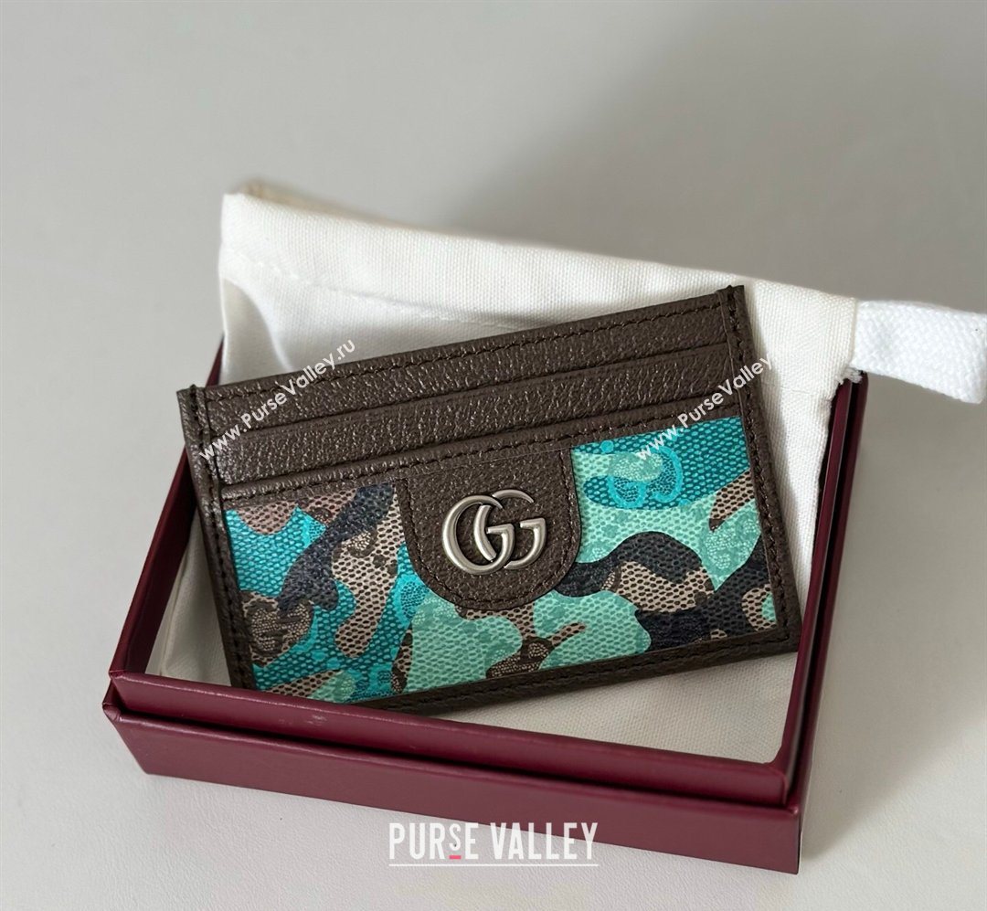 Gucci Card Case in Camouflage GG Fabric Blue 2026 834795 (DLH-260128094)