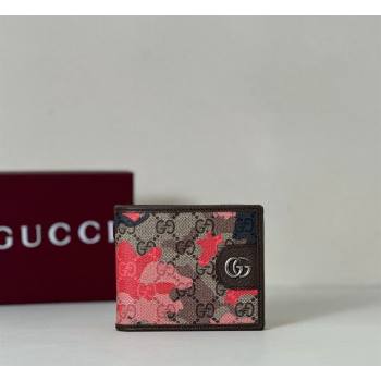 Gucci Bi-fold Wallet in Camouflage GG Fabric Pink/Red 2026 834271 (DLH-260128097)
