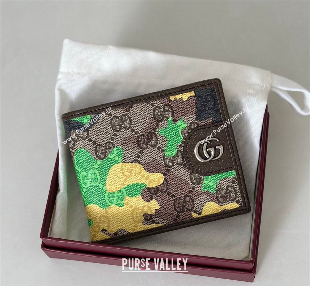 Gucci Bi-fold Wallet in Camouflage GG Fabric Green/Yellow 2026 834271 (DLH-260128099)