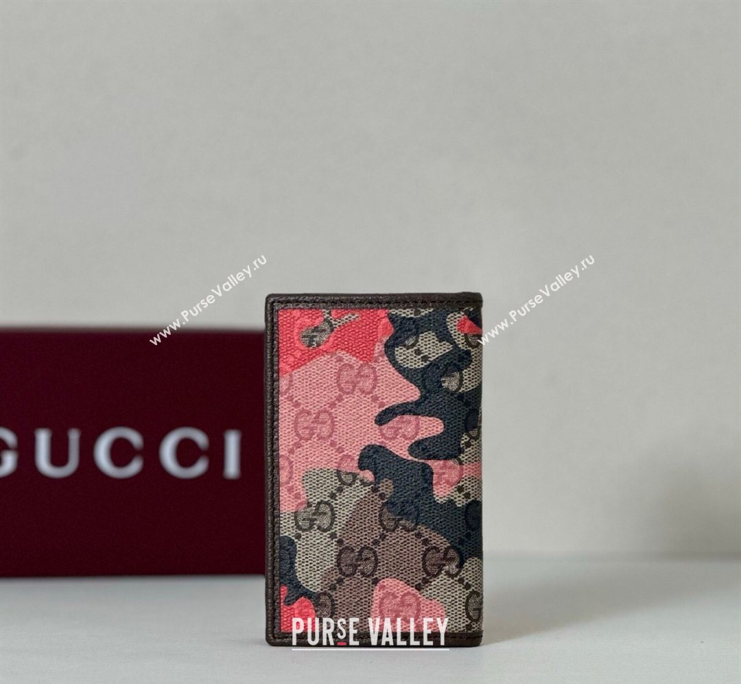 Gucci Long Card Case in Camouflage GG Fabric Pink/Red 2026 834691 (DLH-260128102)