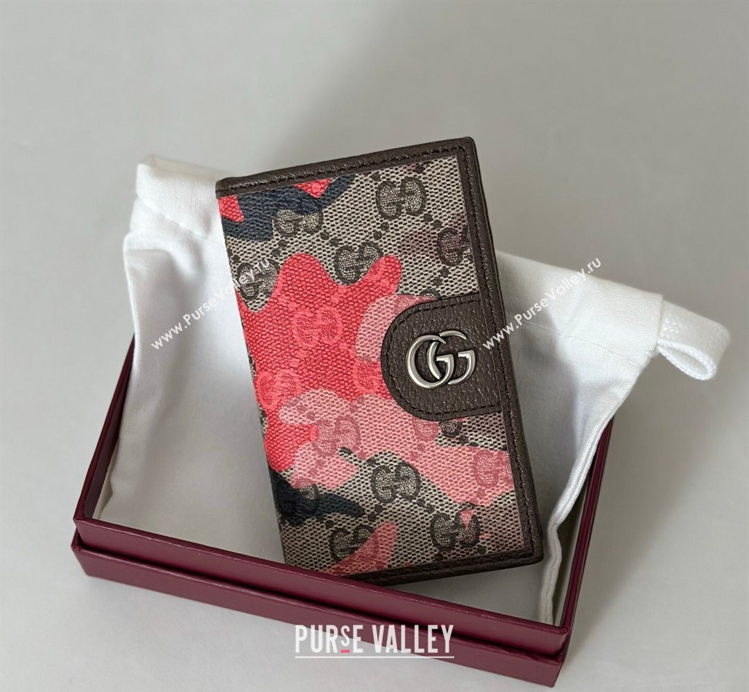 Gucci Long Card Case in Camouflage GG Fabric Pink/Red 2026 834691 (DLH-260128102)