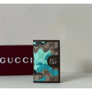 Gucci Long Card Case in Camouflage GG Fabric Blue 2026 834691 (DLH-260128103)