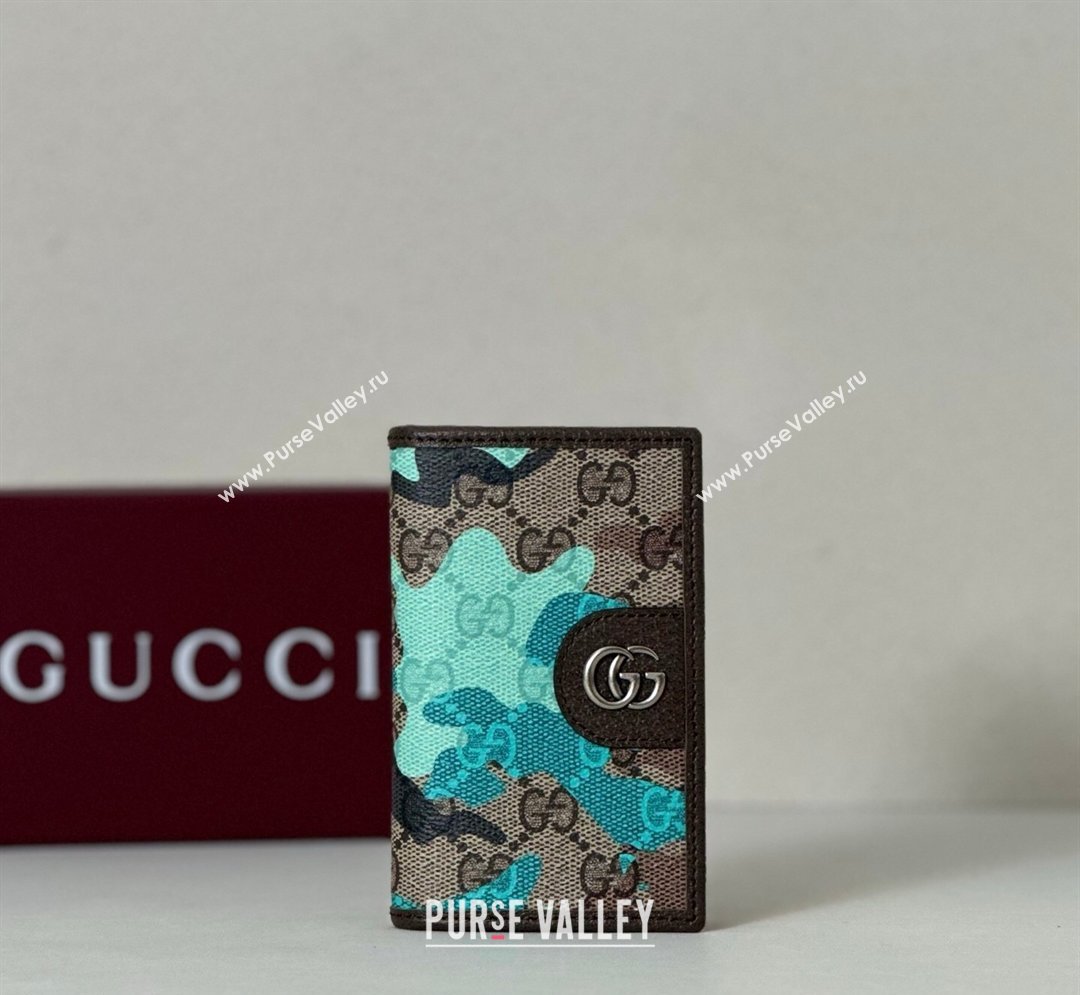 Gucci Long Card Case in Camouflage GG Fabric Blue 2026 834691 (DLH-260128103)