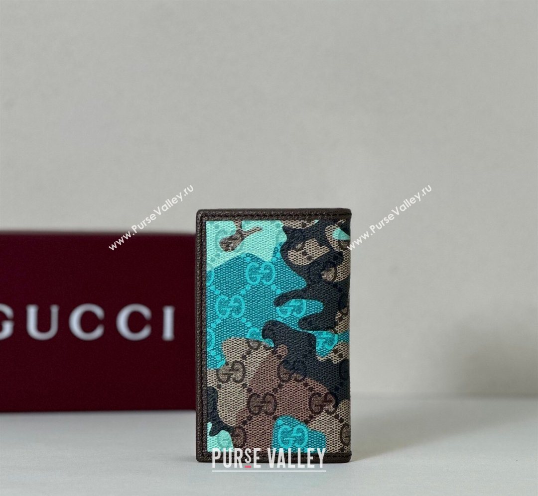 Gucci Long Card Case in Camouflage GG Fabric Blue 2026 834691 (DLH-260128103)