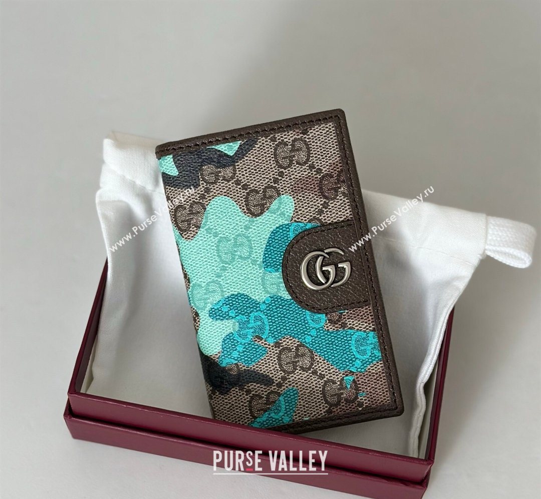 Gucci Long Card Case in Camouflage GG Fabric Blue 2026 834691 (DLH-260128103)