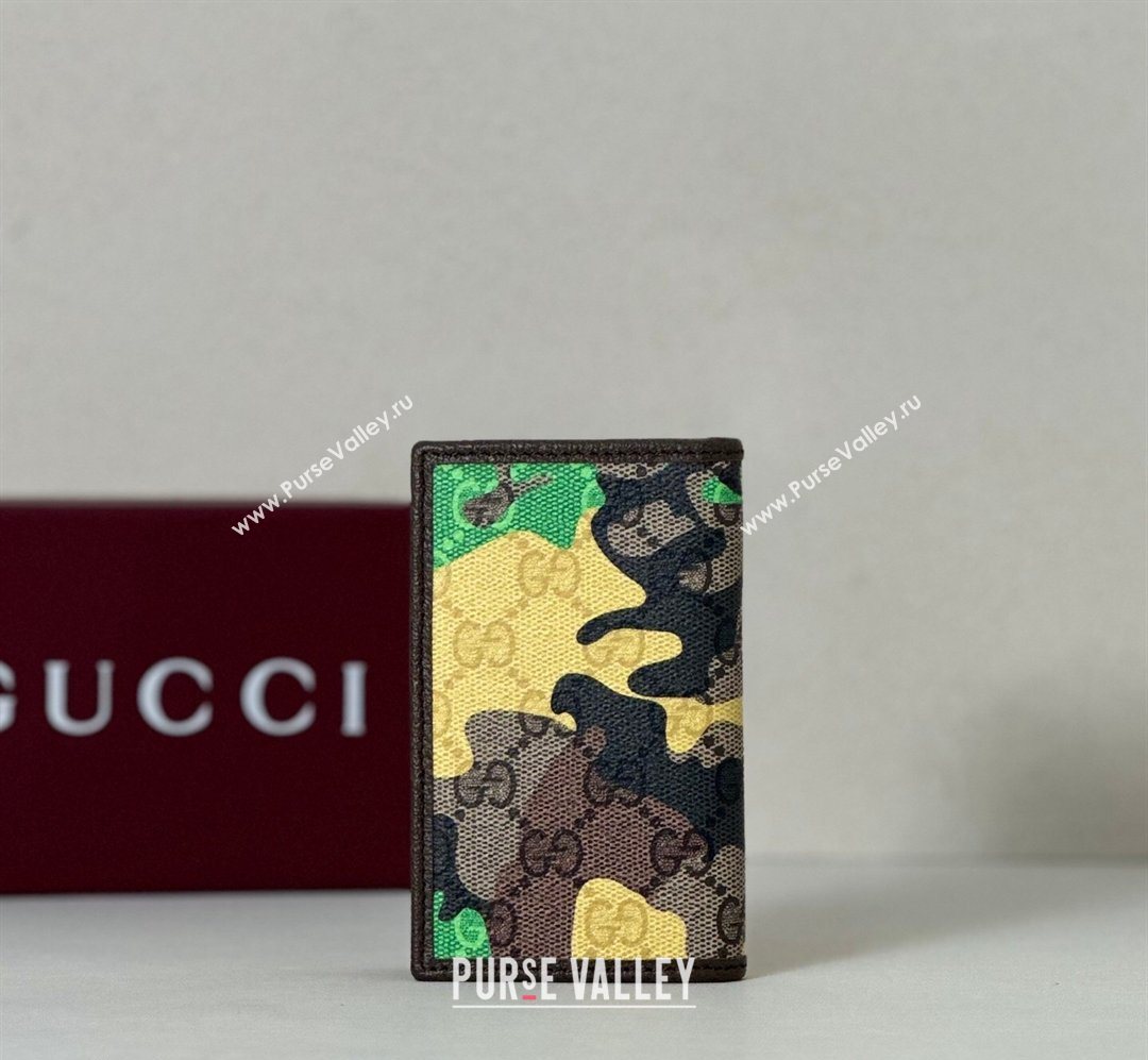 Gucci Long Card Case in Camouflage GG Fabric Green/Yellow 2026 834691 (DLH-260128104)