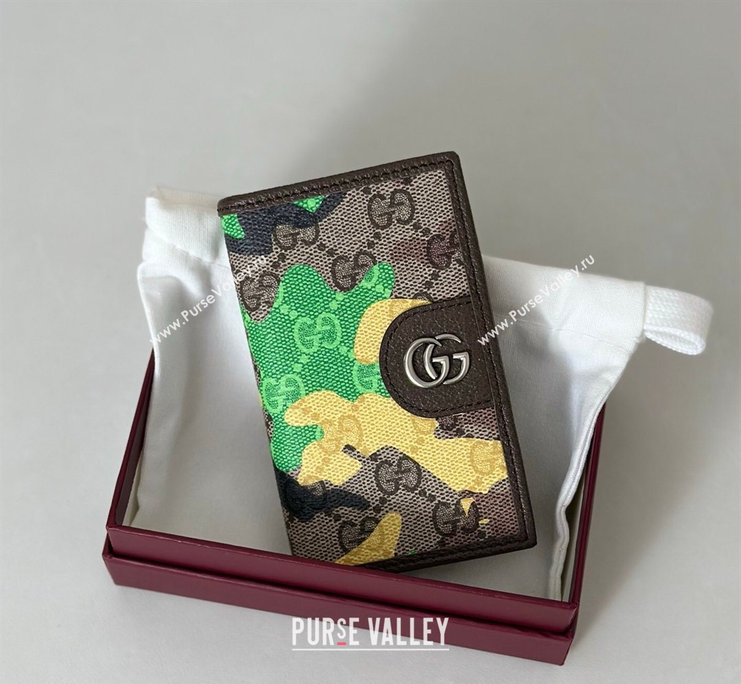 Gucci Long Card Case in Camouflage GG Fabric Green/Yellow 2026 834691 (DLH-260128104)